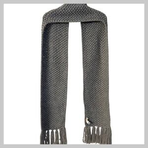 Michael Kors Chunky Knit Scarf Gray Acrylic Fringe Tassel